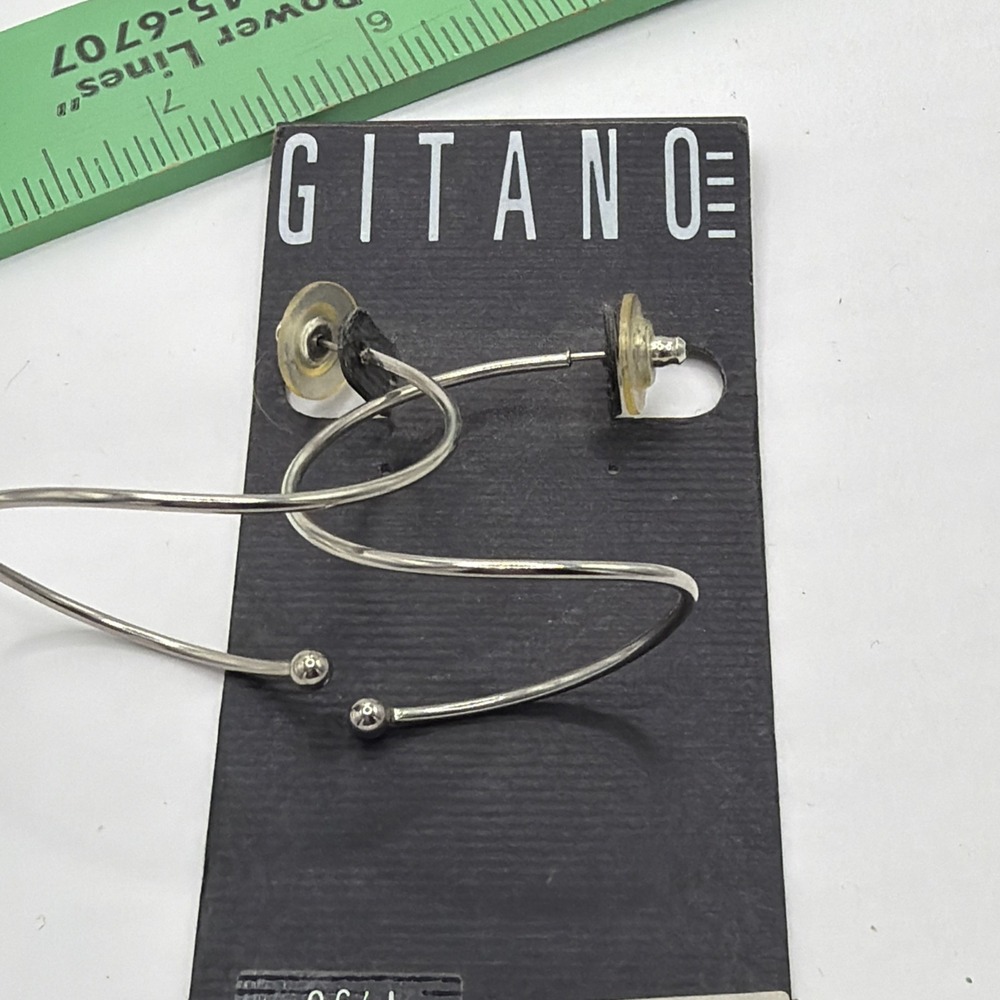 Vintage Pierced‎ Earrings Silver Tone Large Long Spiral  Y2K 90s 80s